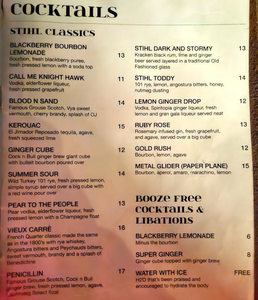 The Stihl Whiskey Bar Menu image 1